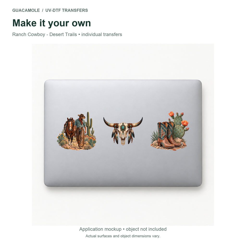 Ranch Cowboy - Desert Trails — Three designs on a laptop