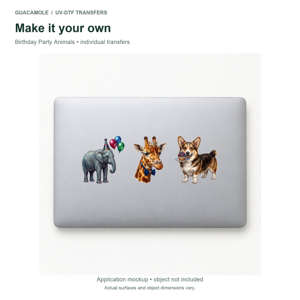 Birthday Party Animals — Three designs on a laptop