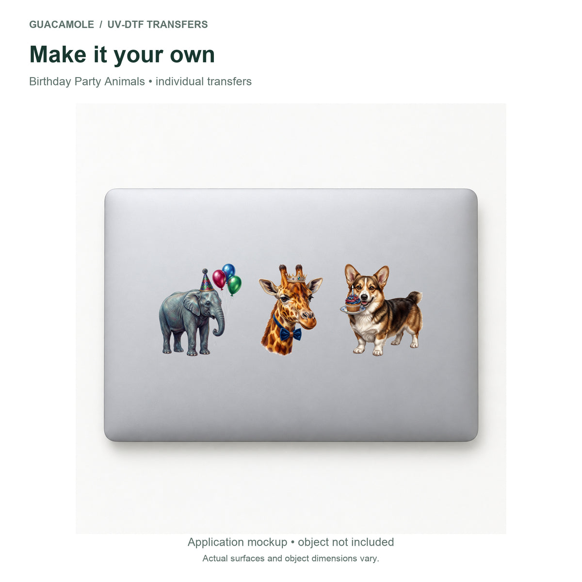 Birthday Party Animals — Three designs on a laptop