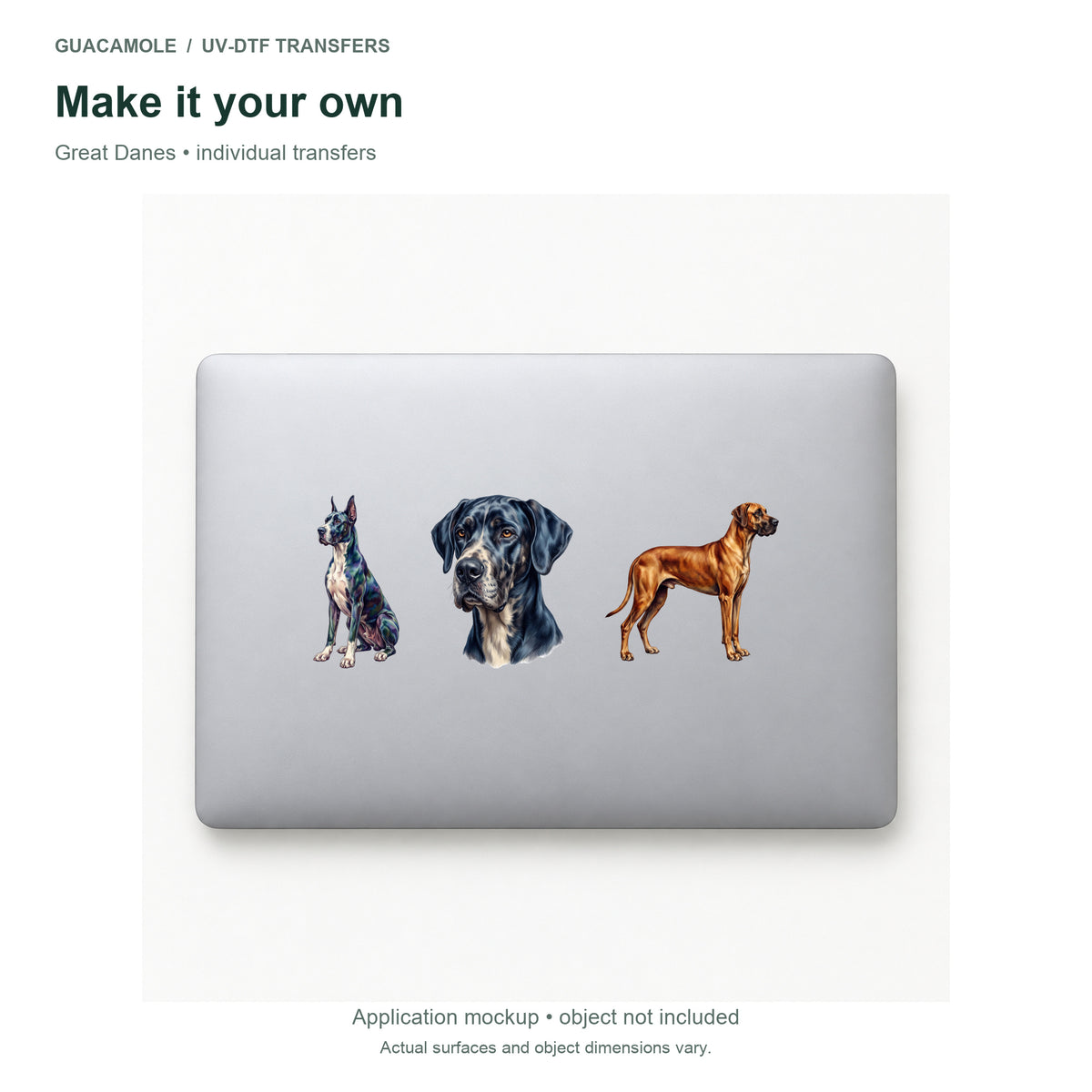 Great Danes — Three designs on a laptop
