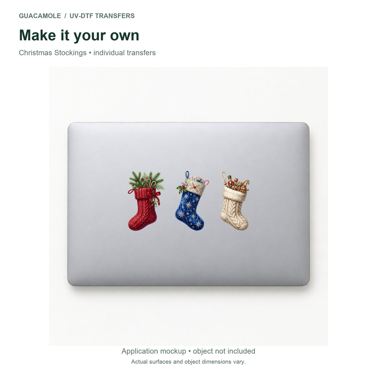 Christmas Stockings — Three designs on a laptop
