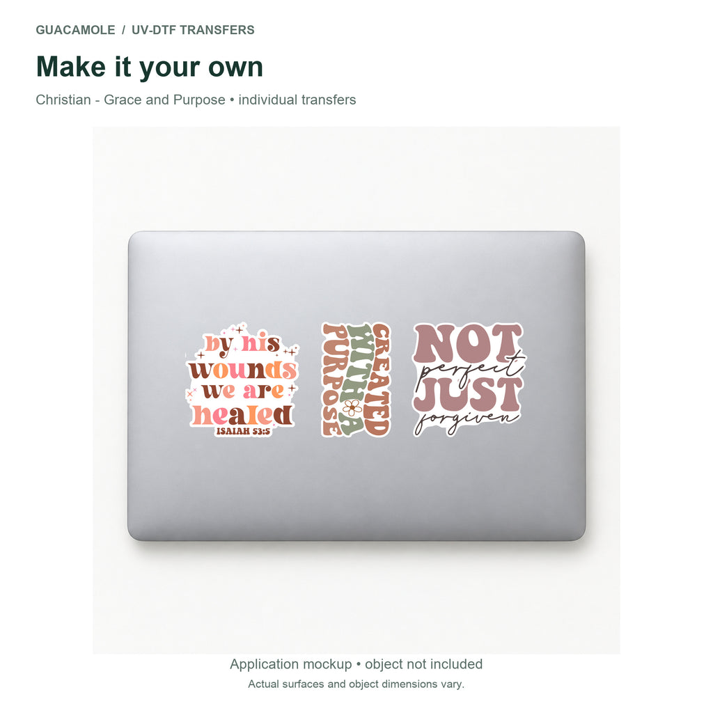 Christian - Grace and Purpose — Three designs on a laptop