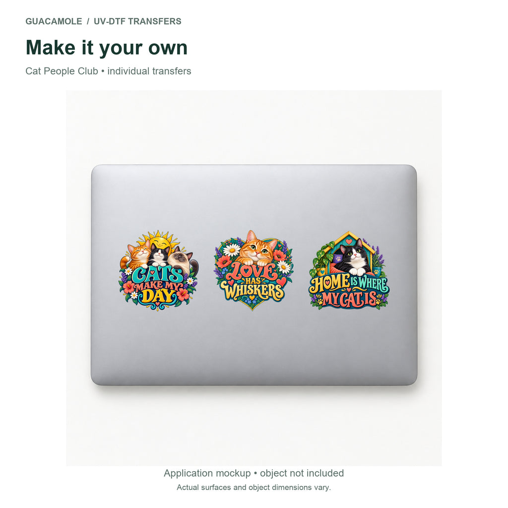 Cat People Club — Three designs on a laptop