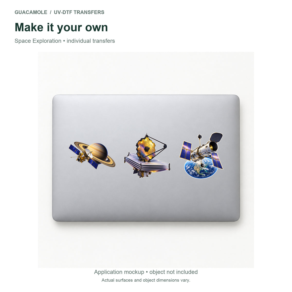 Space Exploration — Three designs on a laptop