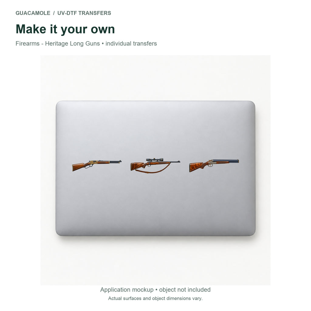 Firearms - Heritage Long Guns — Three designs on a laptop