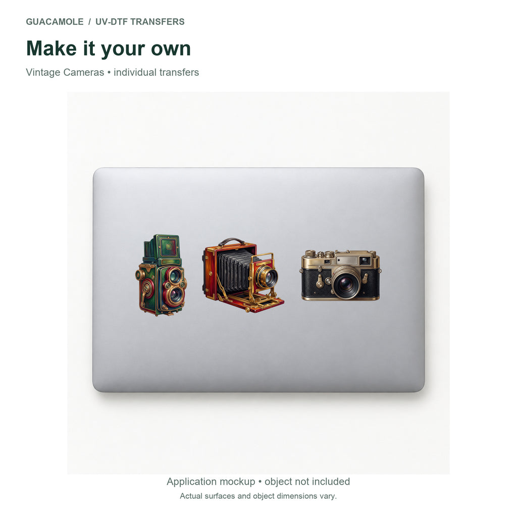 Vintage Cameras — Three designs on a laptop