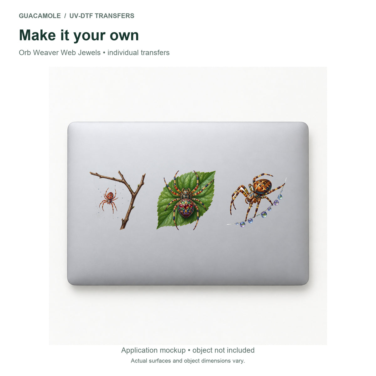 Orb Weaver Web Jewels — Three designs on a laptop