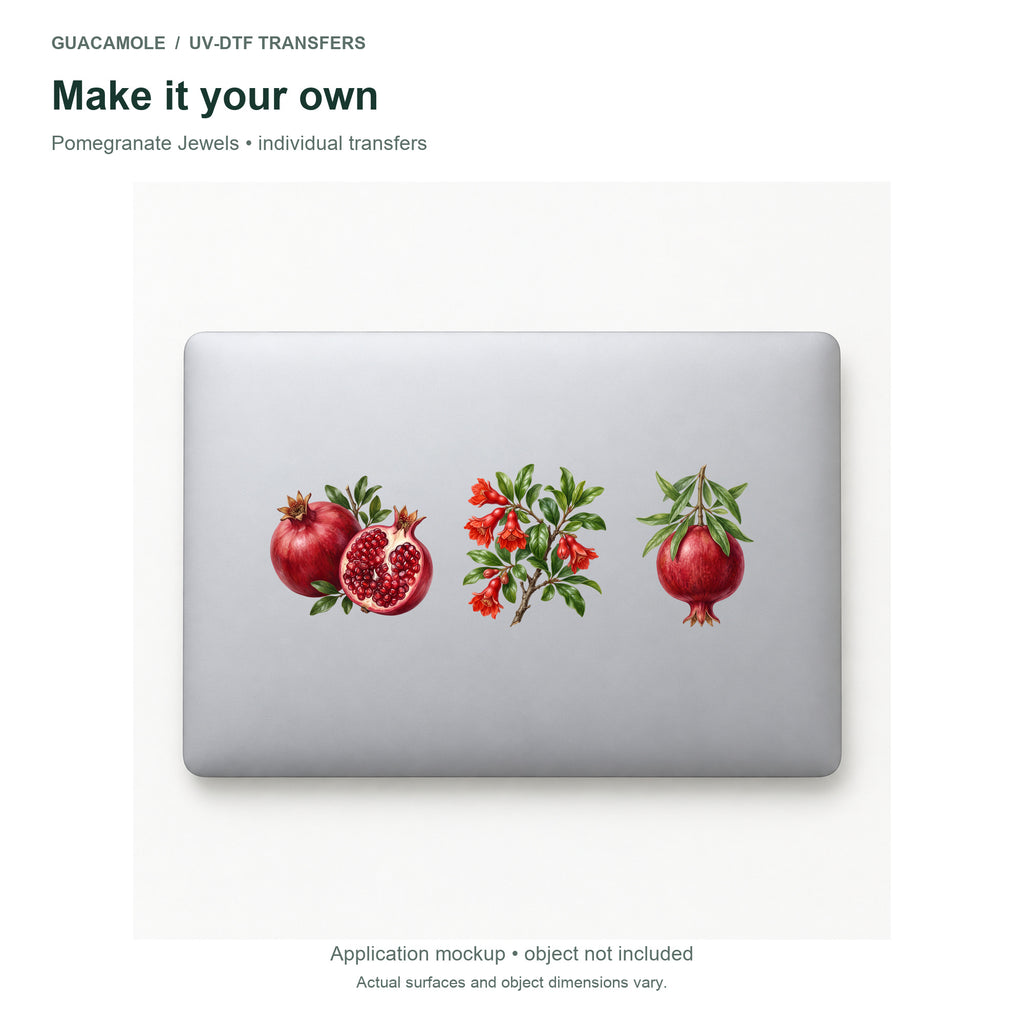 Pomegranate Jewels — Three designs on a laptop