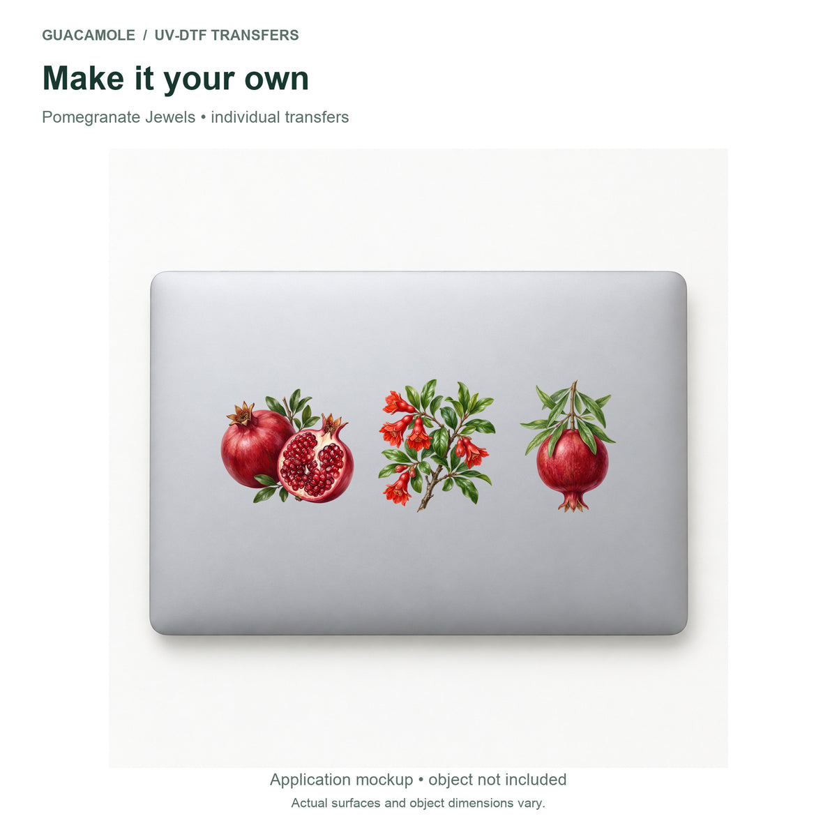 Pomegranate Jewels — Three designs on a laptop
