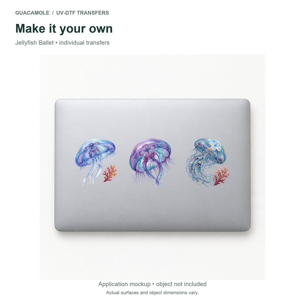Jellyfish Ballet — Three designs on a laptop