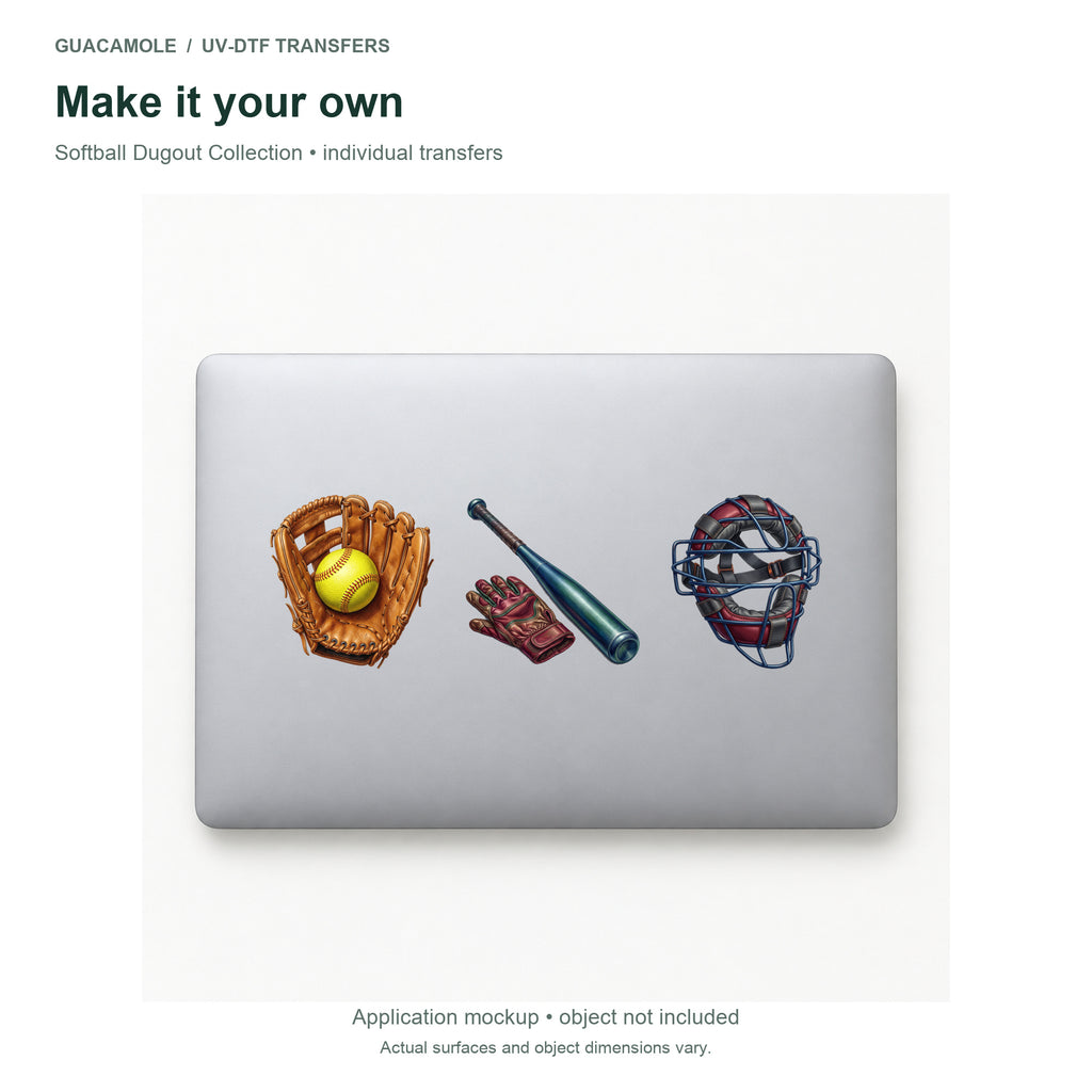 Softball Dugout Collection — Three designs on a laptop