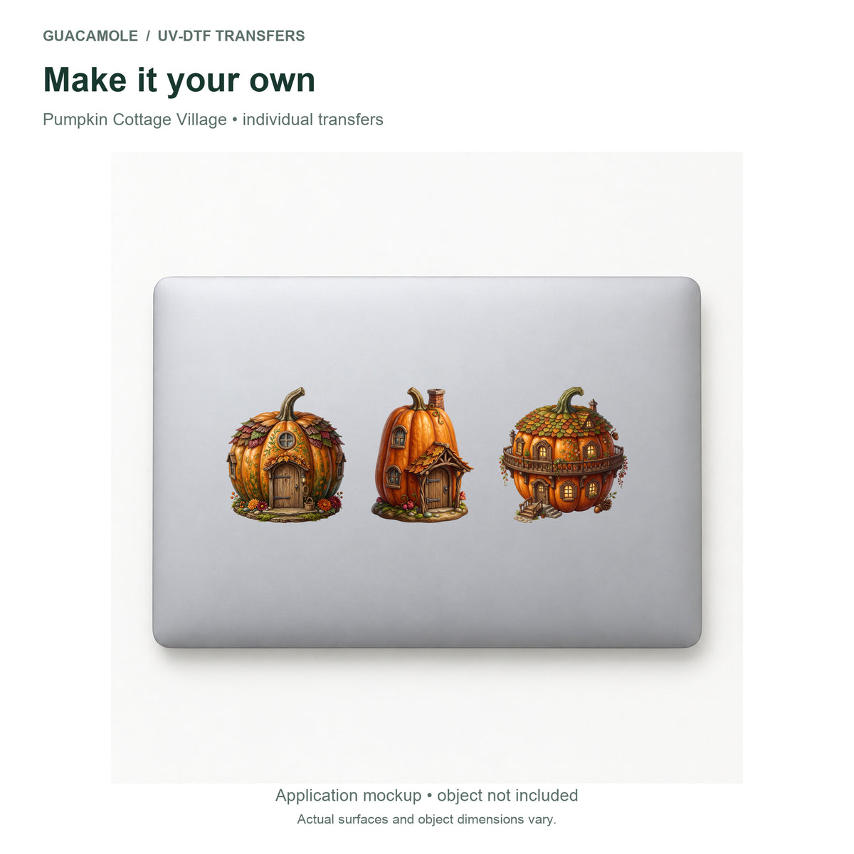 Pumpkin Cottage Village — Three designs on a laptop