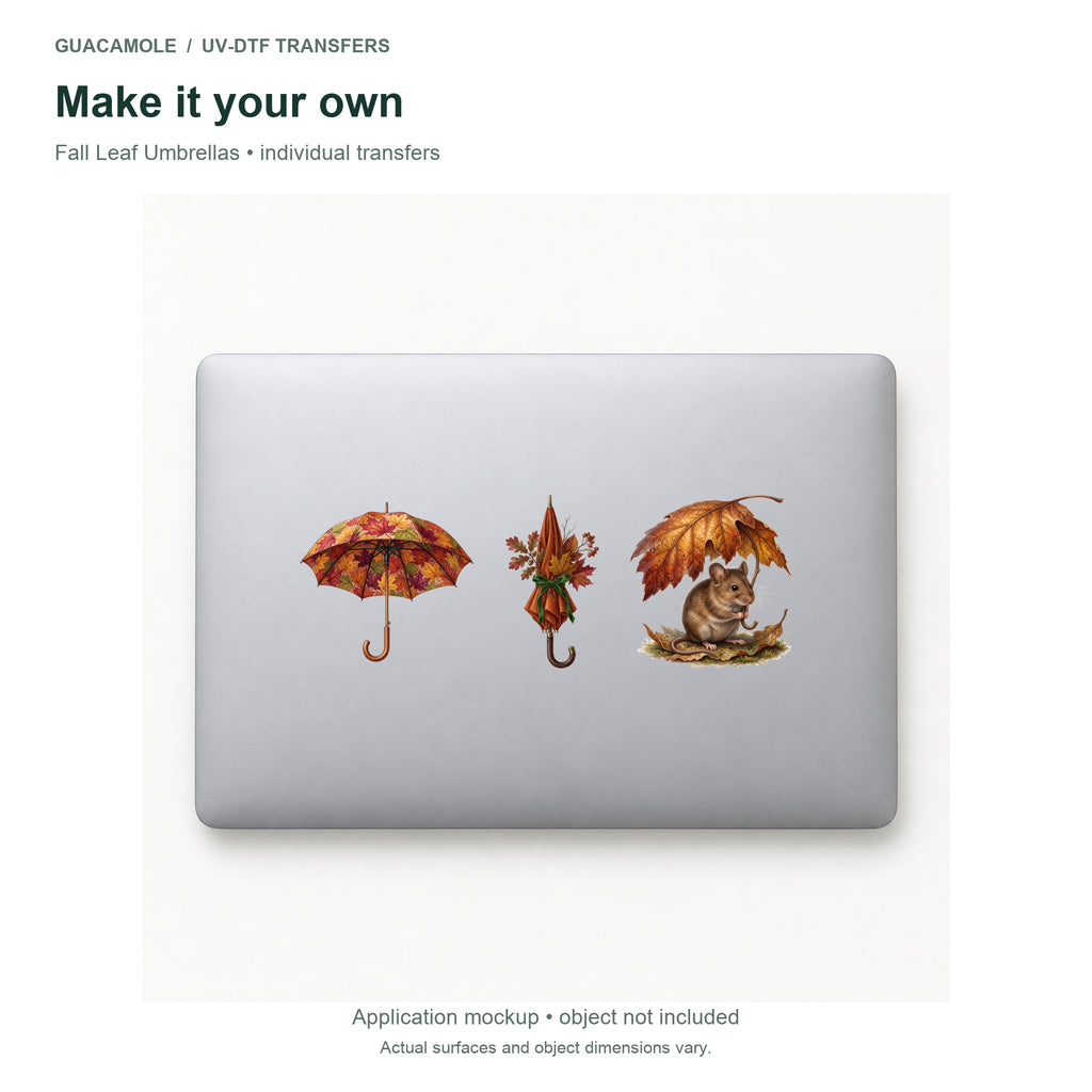 Fall Leaf Umbrellas — Three designs on a laptop