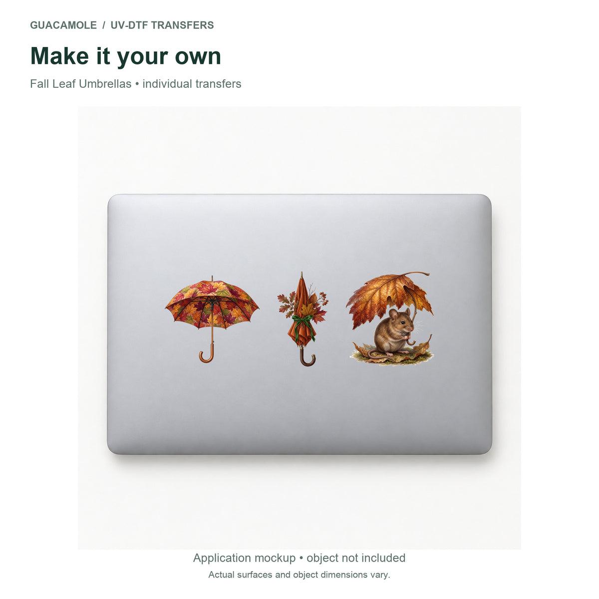 Fall Leaf Umbrellas — Three designs on a laptop