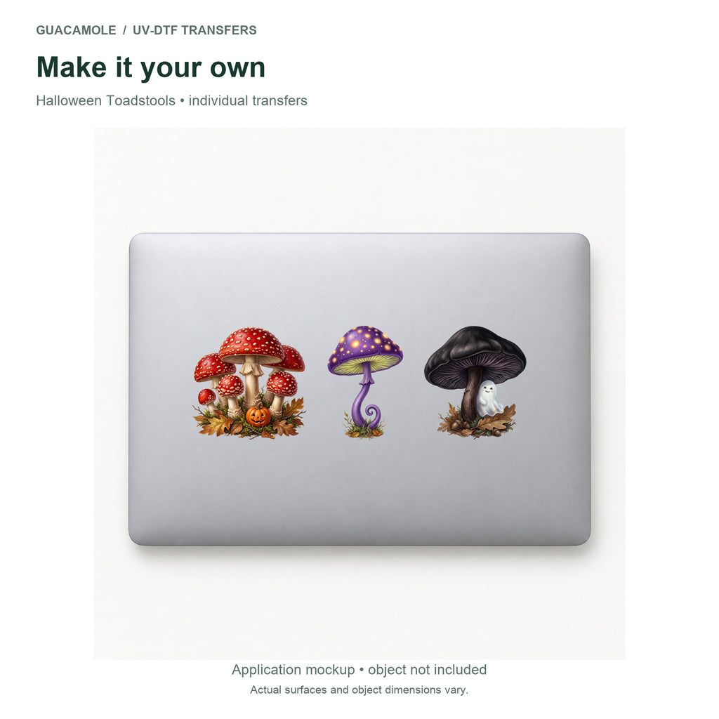 Halloween Toadstools — Three designs on a laptop