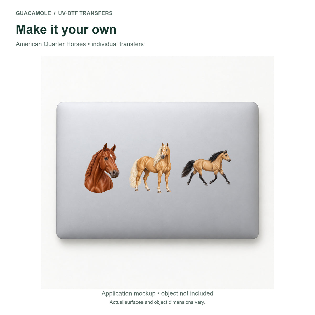 American Quarter Horses — Three designs on a laptop