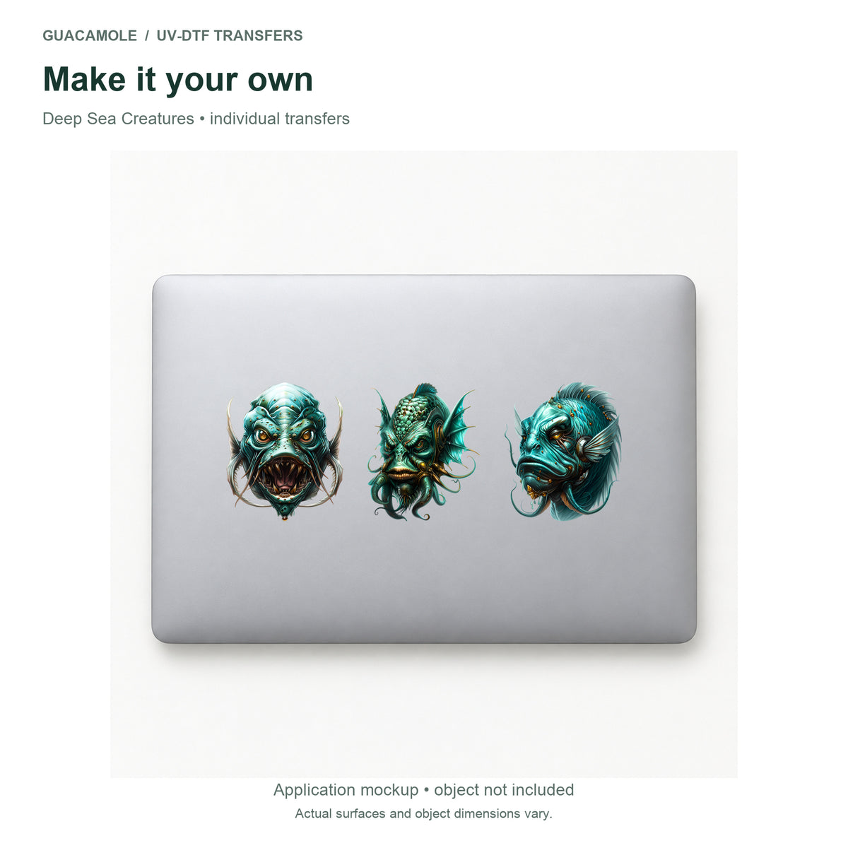 Deep Sea Creatures — Three designs on a laptop