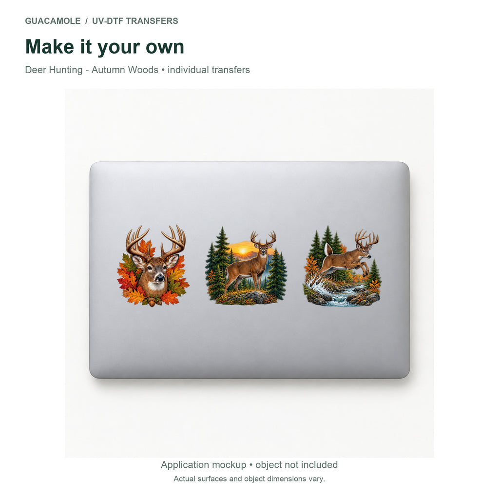 Deer Hunting - Autumn Woods — Three designs on a laptop