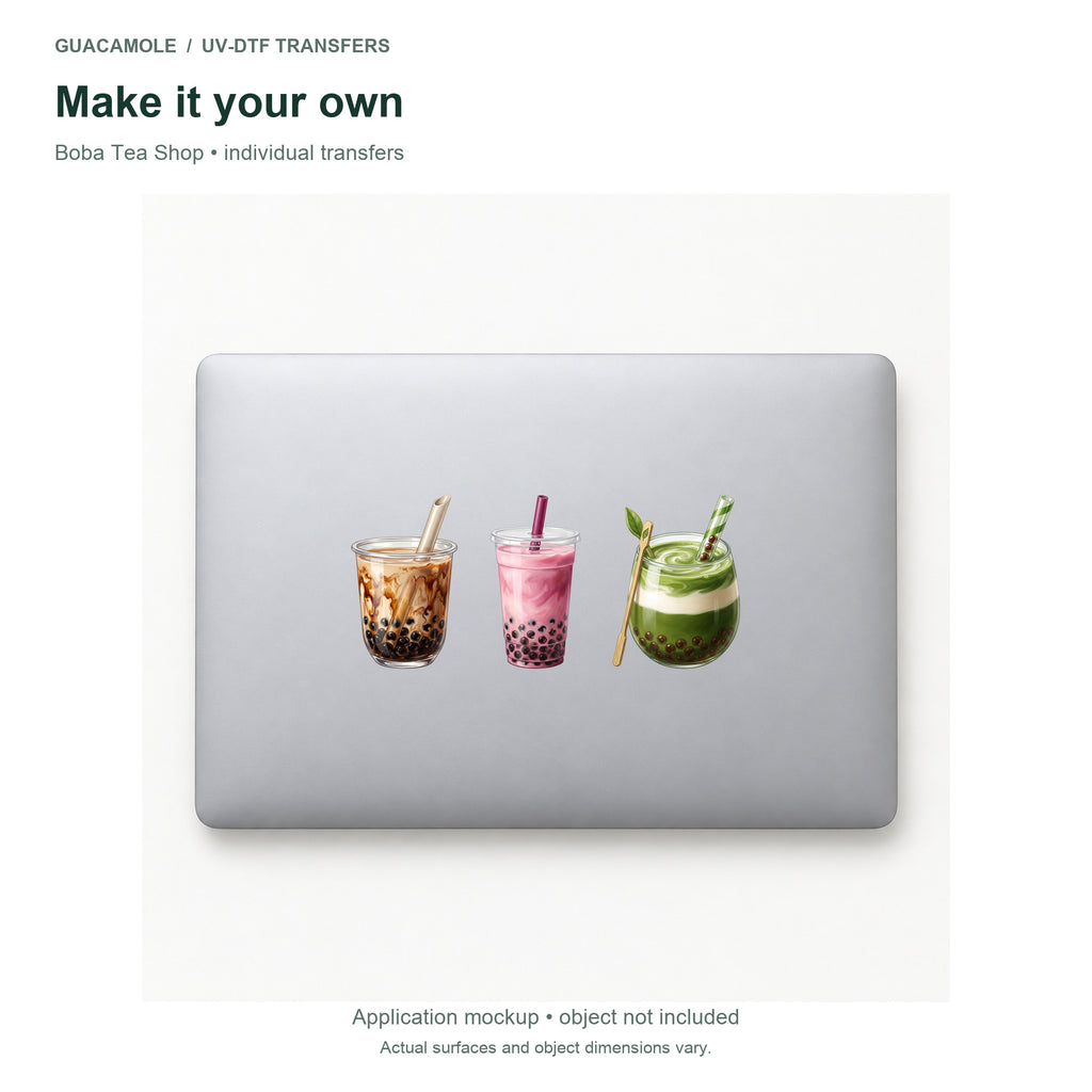 Boba Tea Shop — Three designs on a laptop