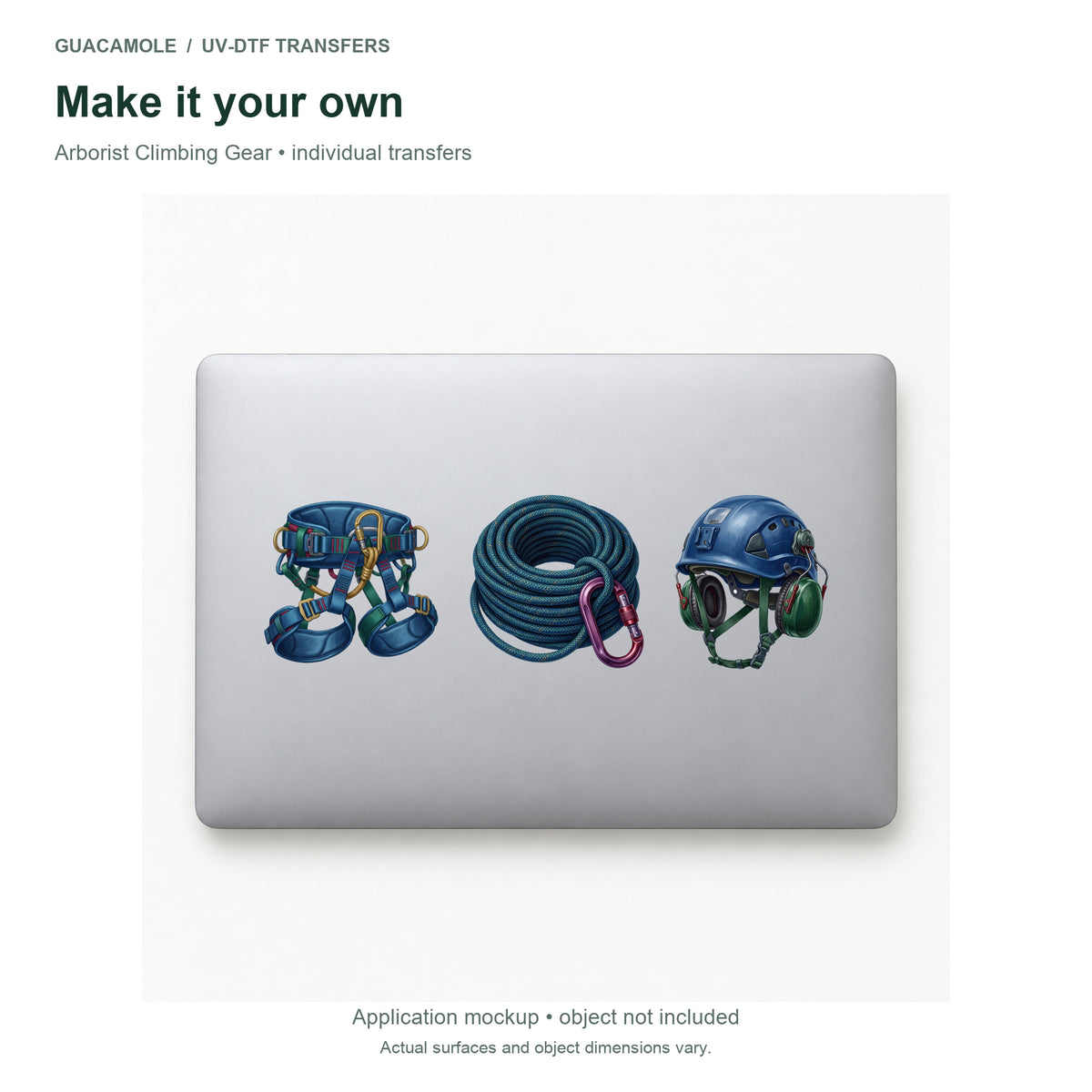 Arborist Climbing Gear — Three designs on a laptop