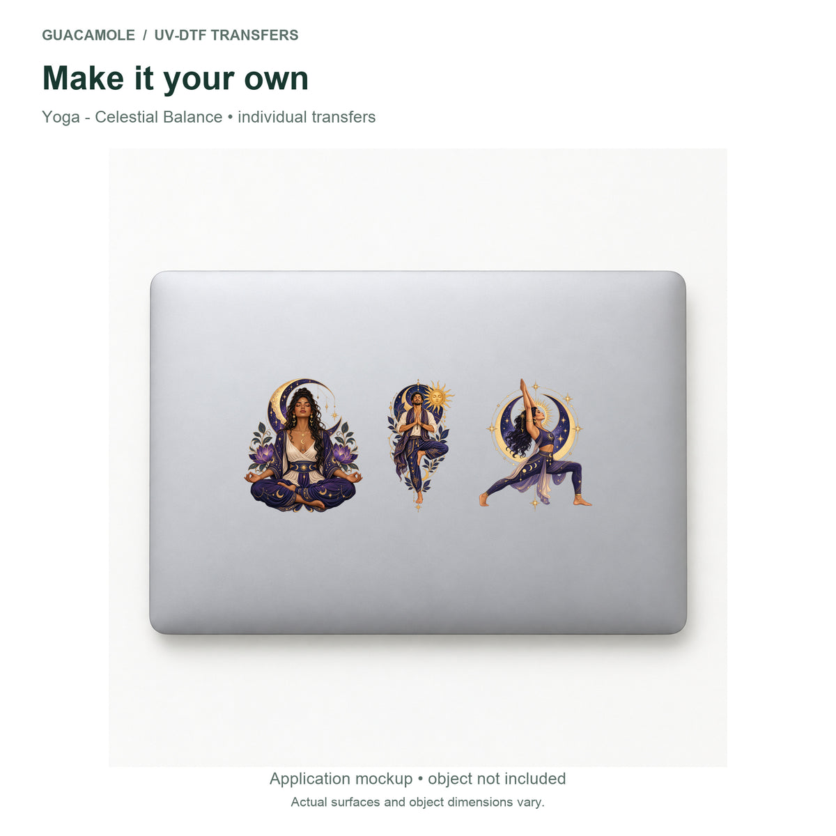 Yoga - Celestial Balance — Three designs on a laptop