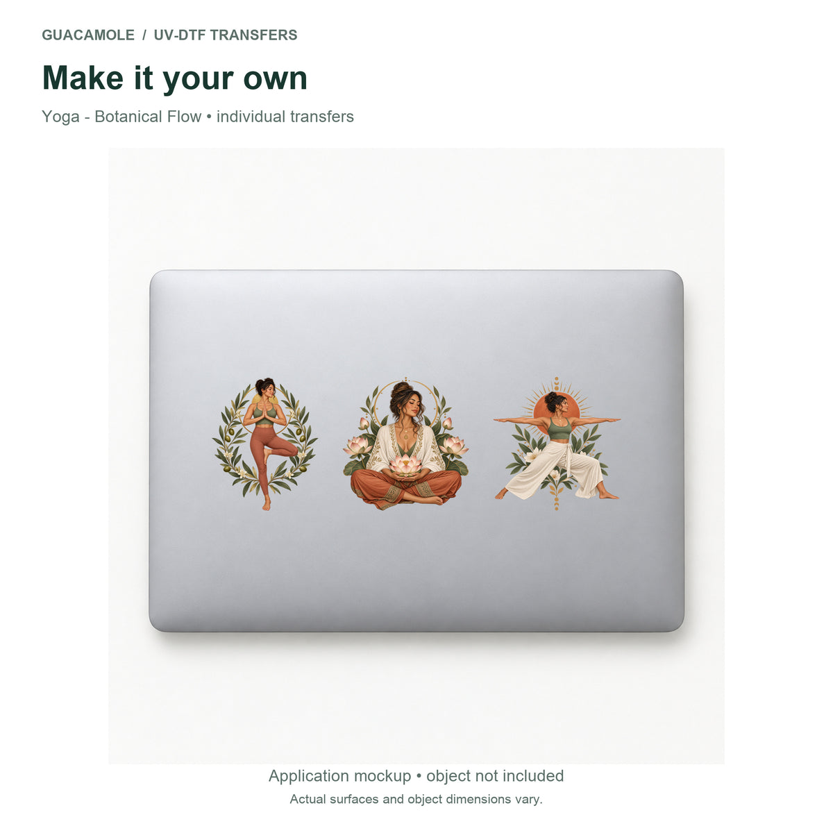 Yoga - Botanical Flow — Three designs on a laptop
