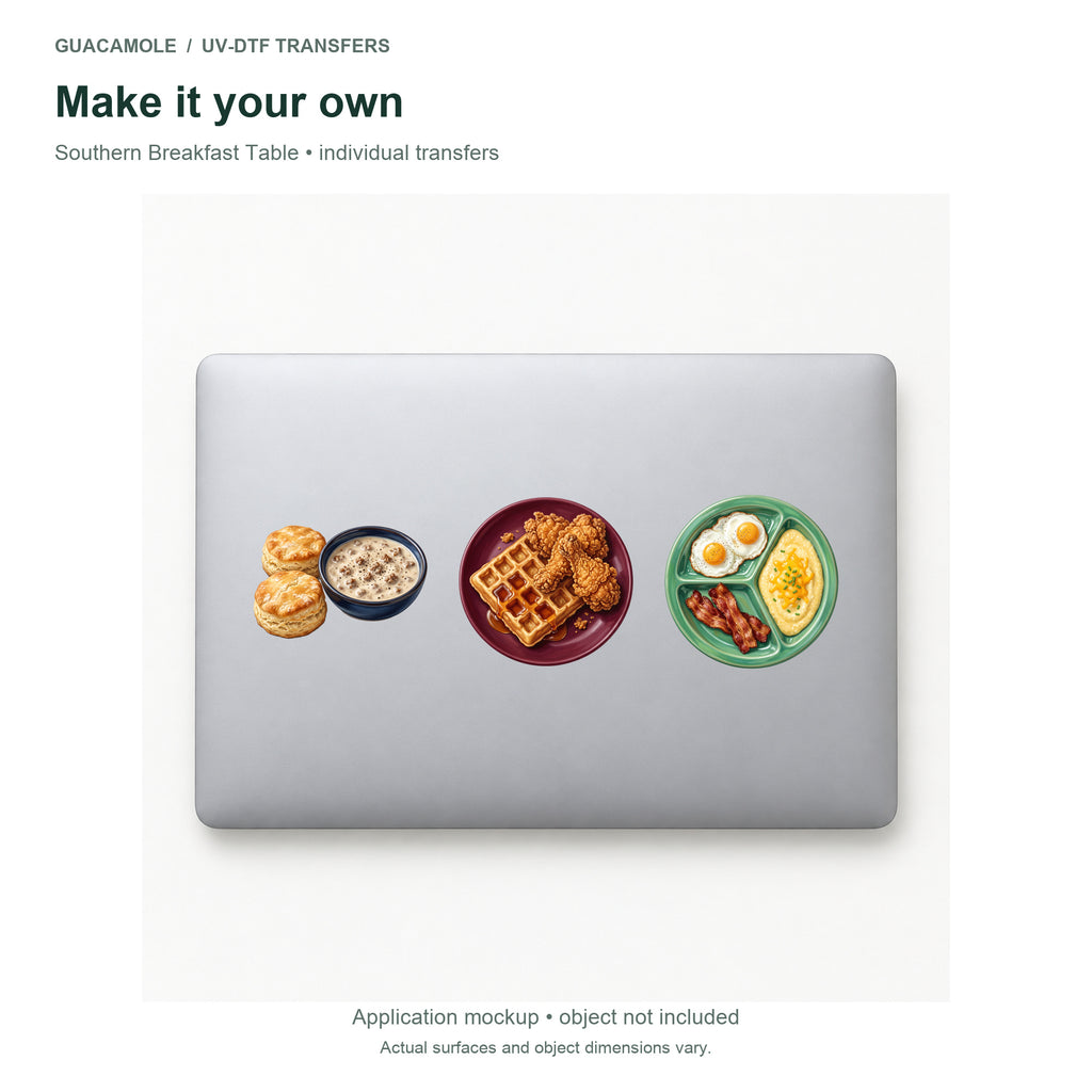 Southern Breakfast Table — Three designs on a laptop