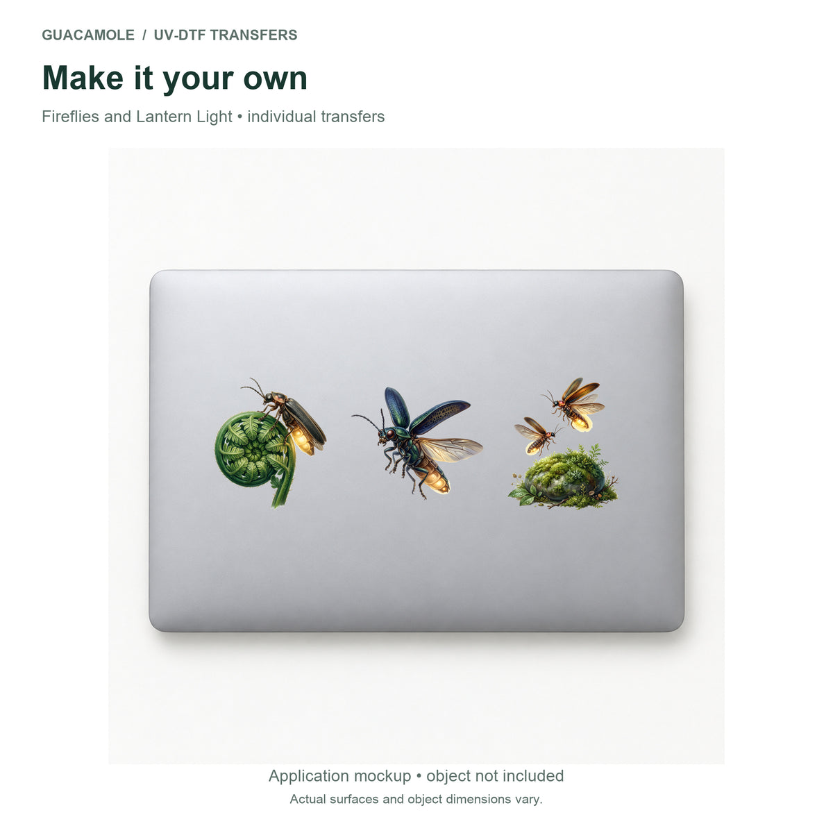 Fireflies and Lantern Light — Three designs on a laptop