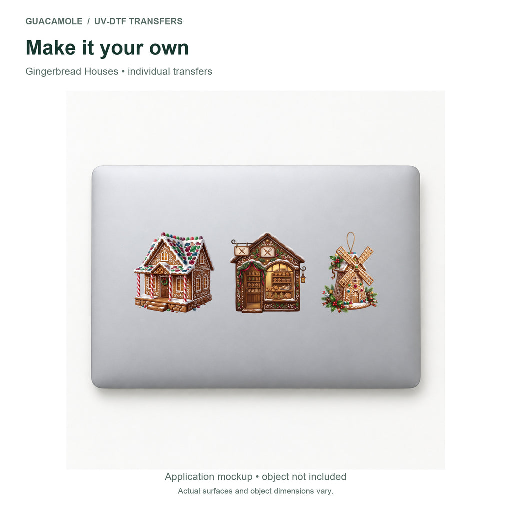 Gingerbread Houses — Three designs on a laptop