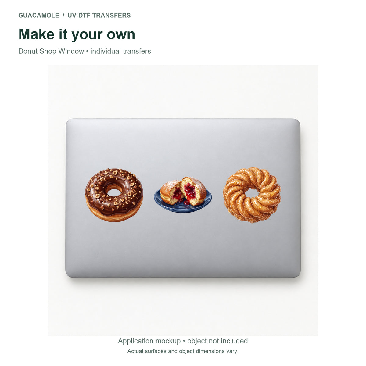 Donut Shop Window — Three designs on a laptop