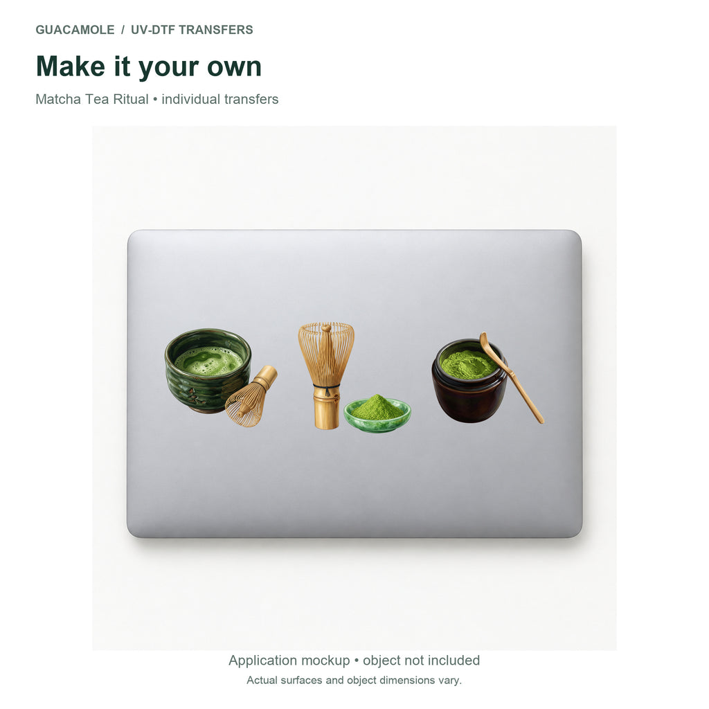 Matcha Tea Ritual — Three designs on a laptop
