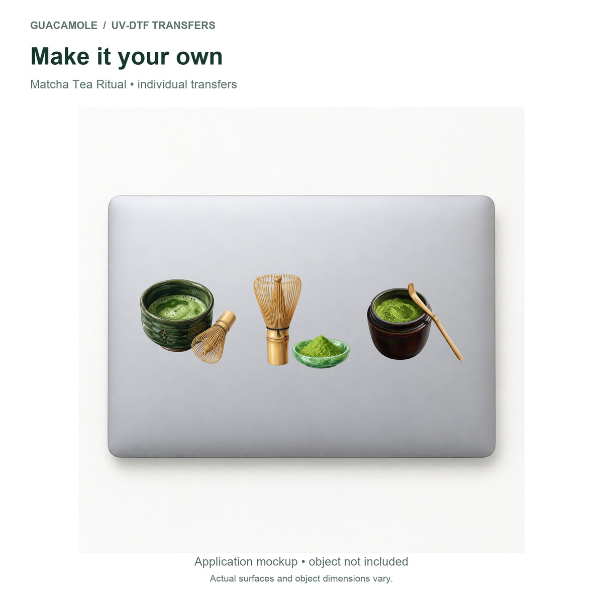 Matcha Tea Ritual — Three designs on a laptop