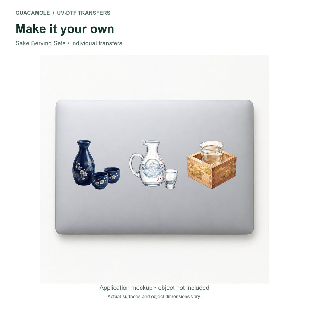 Sake Serving Sets — Three designs on a laptop