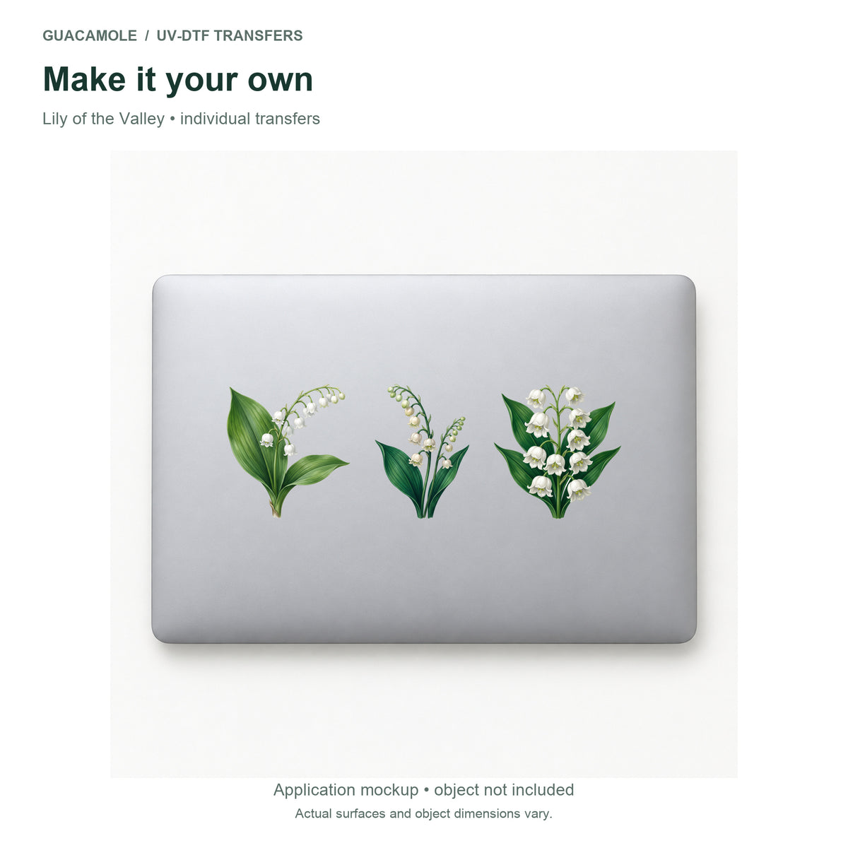 Lily of the Valley — Three designs on a laptop