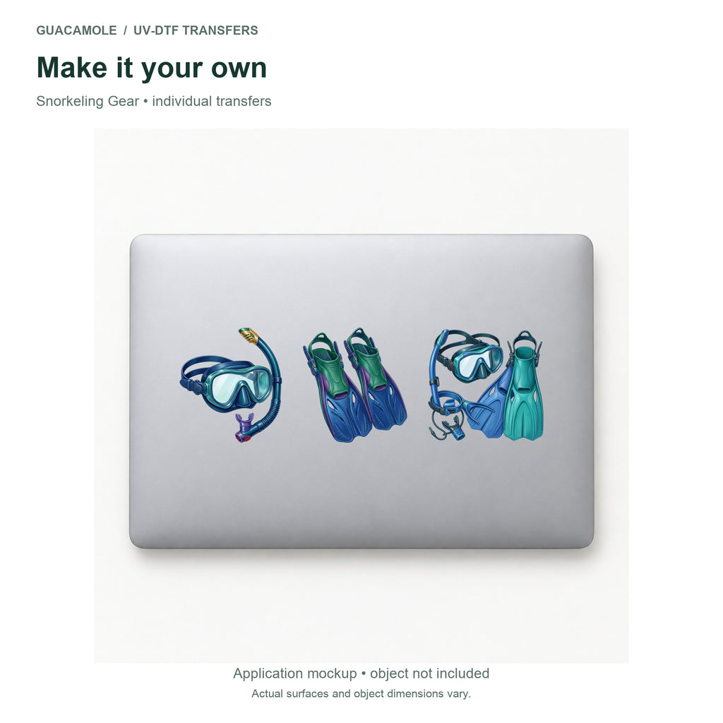 Snorkeling Gear — Three designs on a laptop
