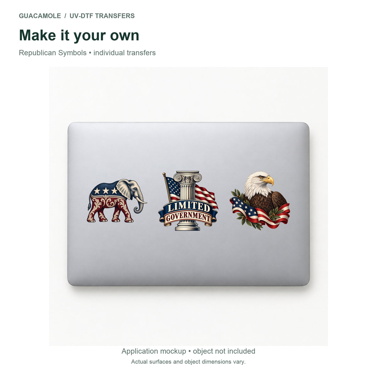 Republican Symbols — Three designs on a laptop