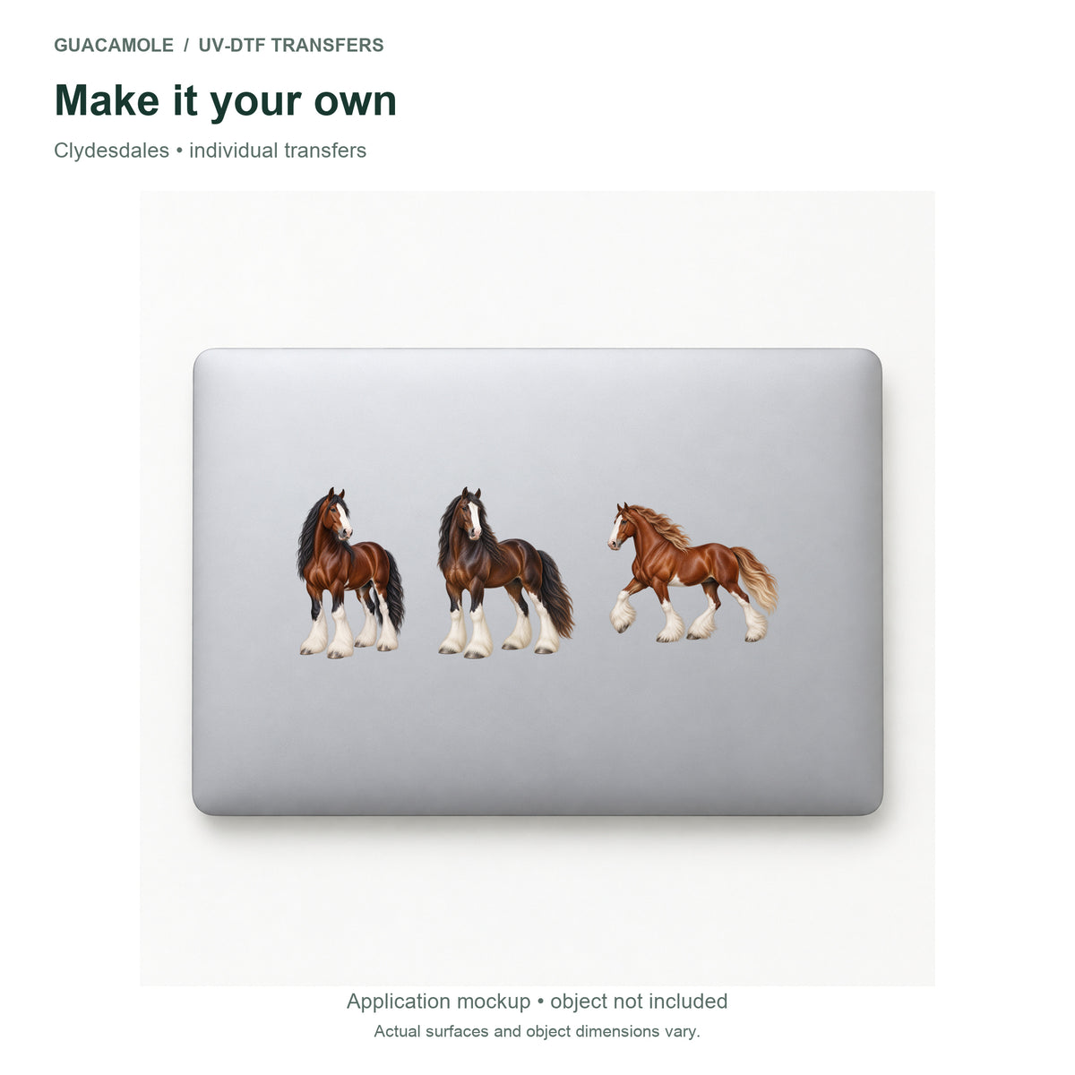 Clydesdales — Three designs on a laptop