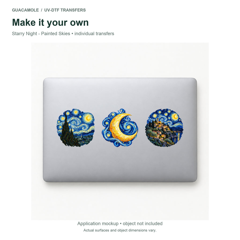 Starry Night - Painted Skies — Three designs on a laptop