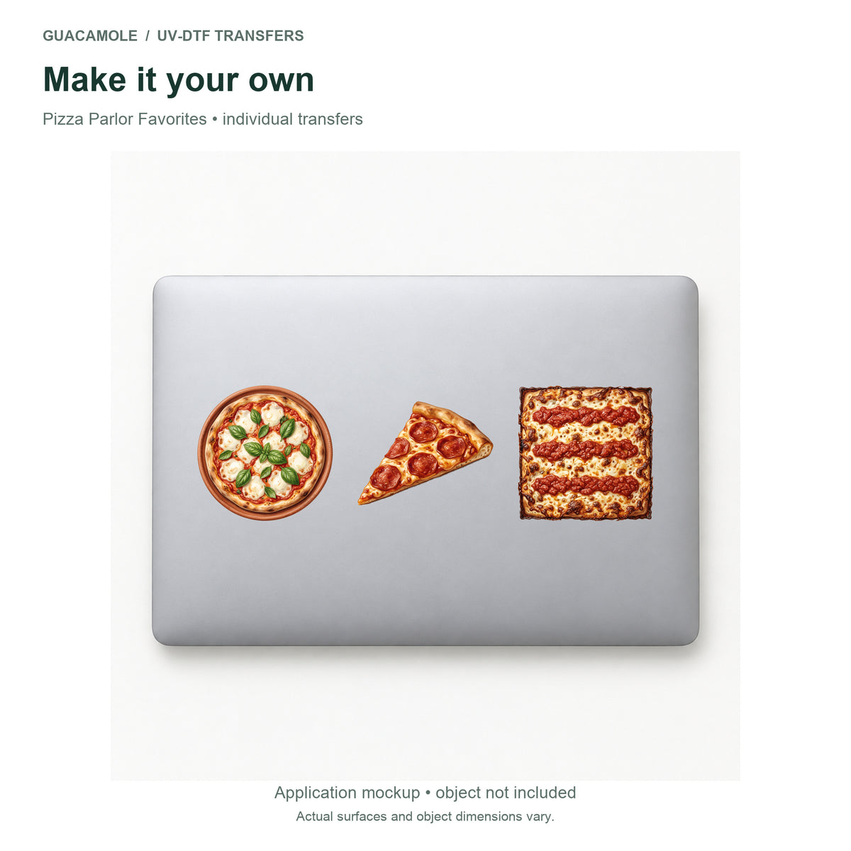 Pizza Parlor Favorites — Three designs on a laptop