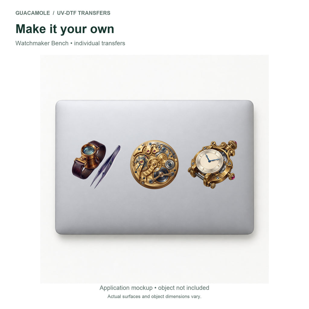 Watchmaker Bench — Three designs on a laptop