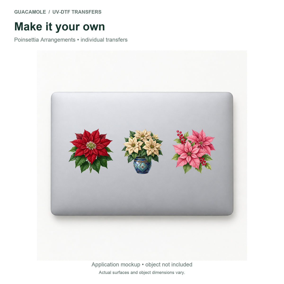 Poinsettia Arrangements — Three designs on a laptop