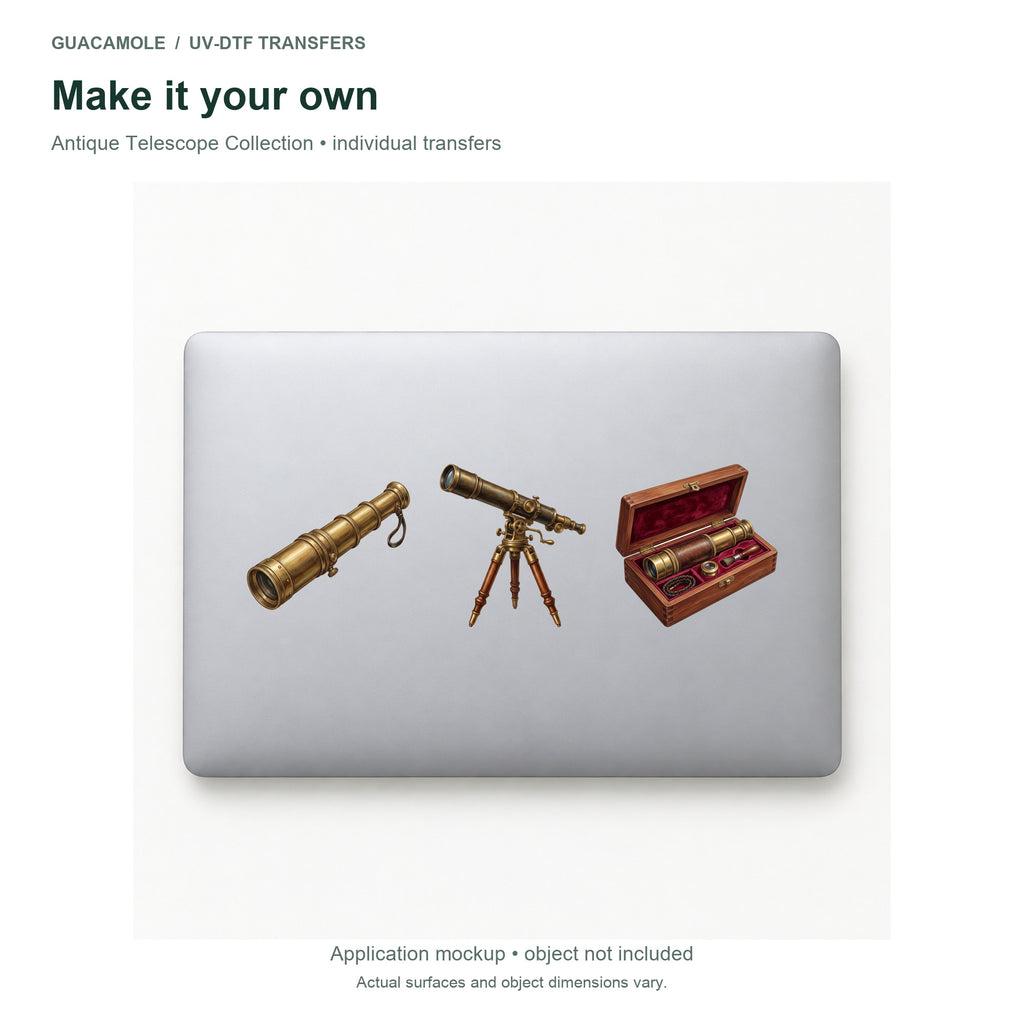 Antique Telescope Collection — Three designs on a laptop