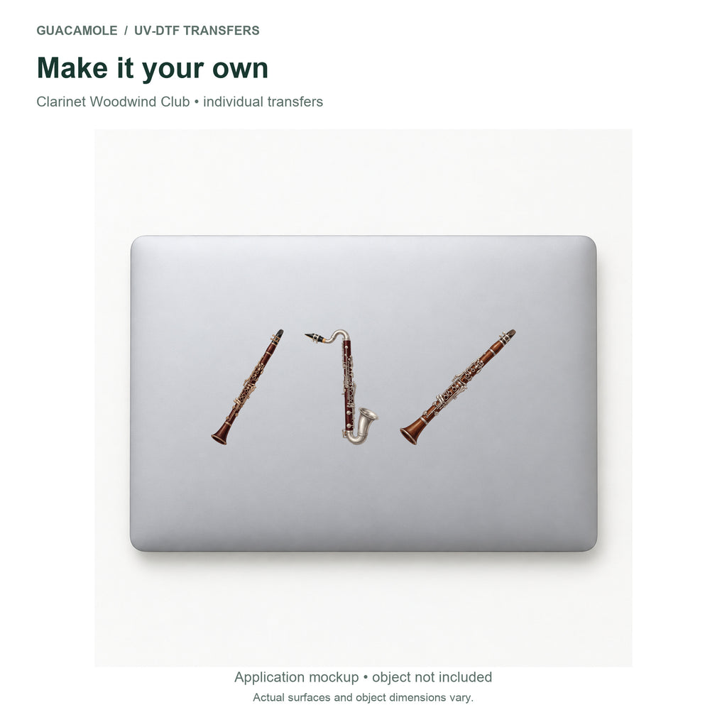 Clarinet Woodwind Club — Three designs on a laptop