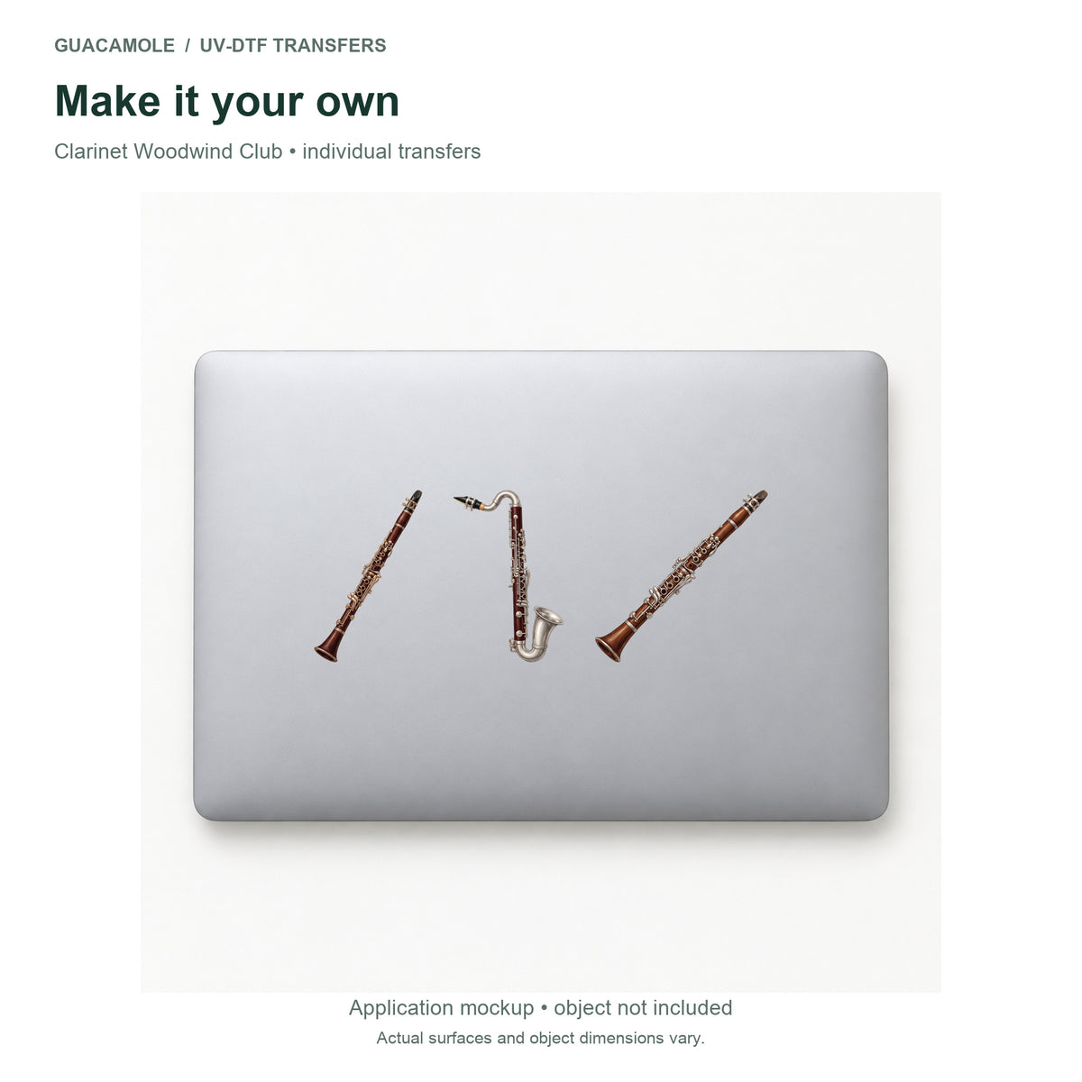 Clarinet Woodwind Club — Three designs on a laptop