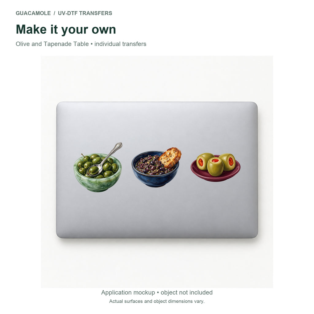 Olive and Tapenade Table — Three designs on a laptop