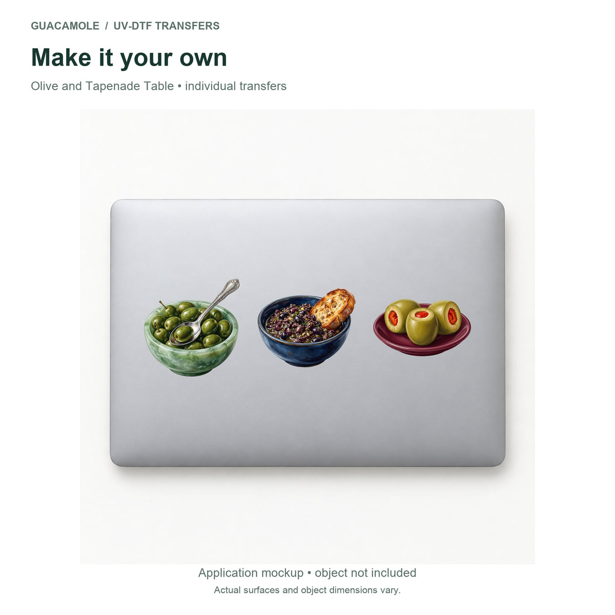 Olive and Tapenade Table — Three designs on a laptop