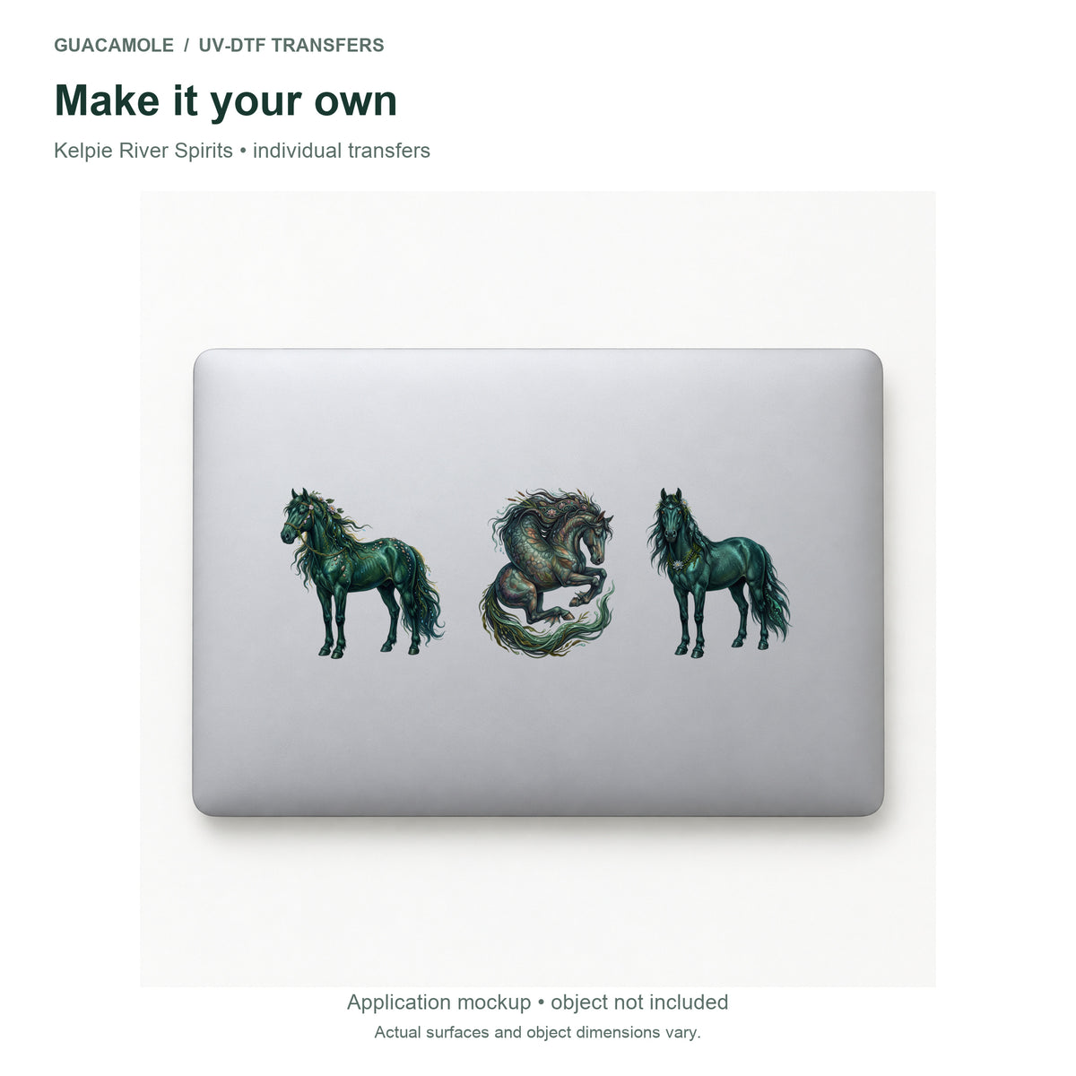 Kelpie River Spirits — Three designs on a laptop