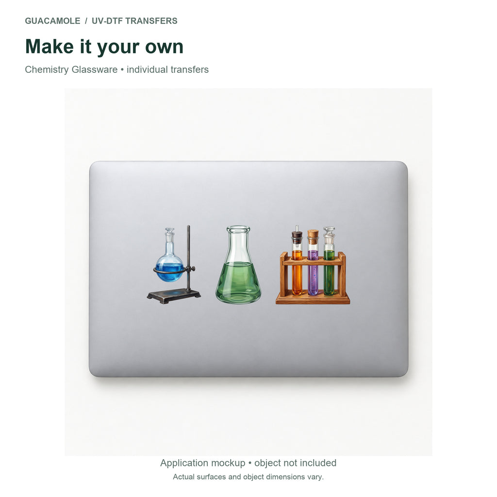 Chemistry Glassware — Three designs on a laptop