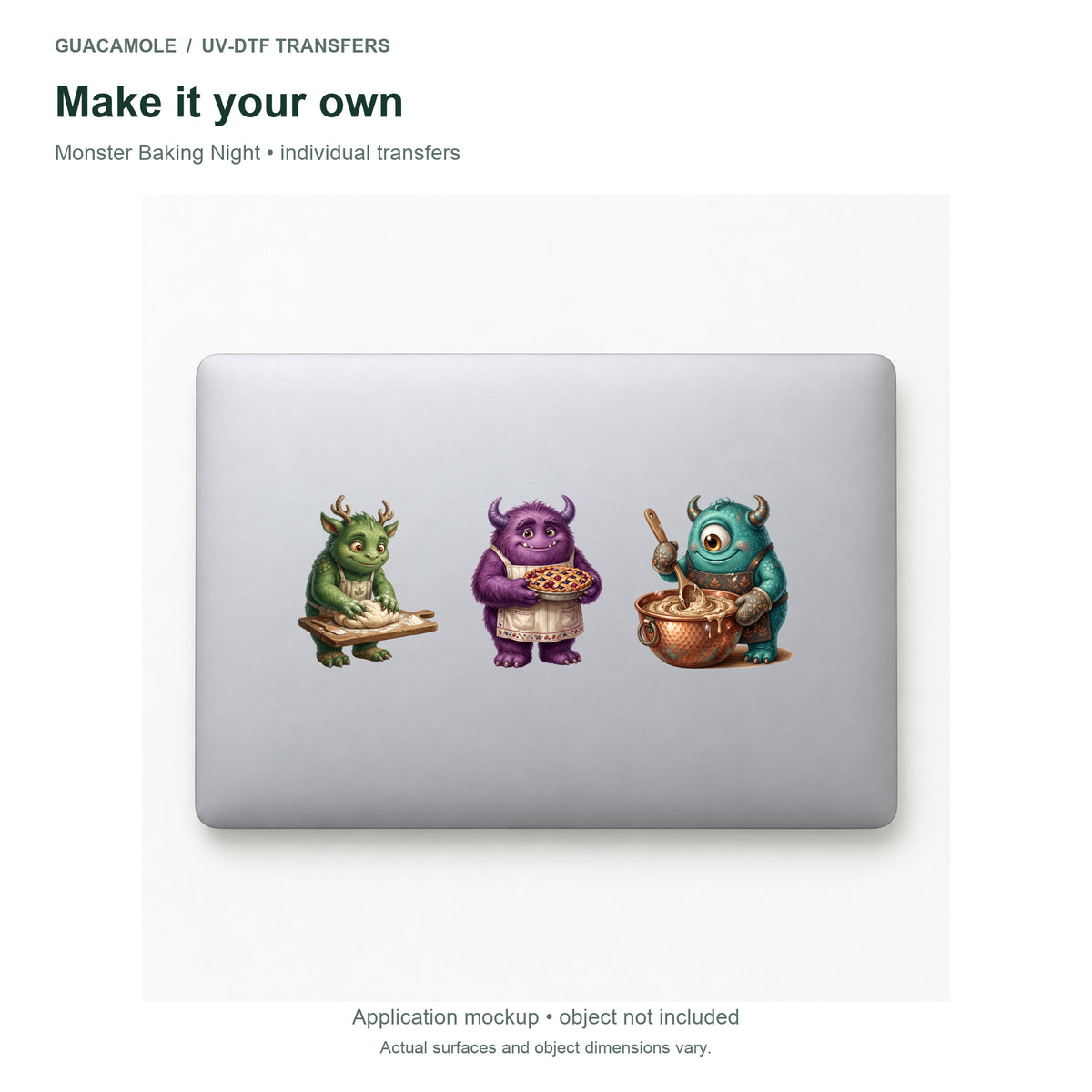 Monster Baking Night — Three designs on a laptop
