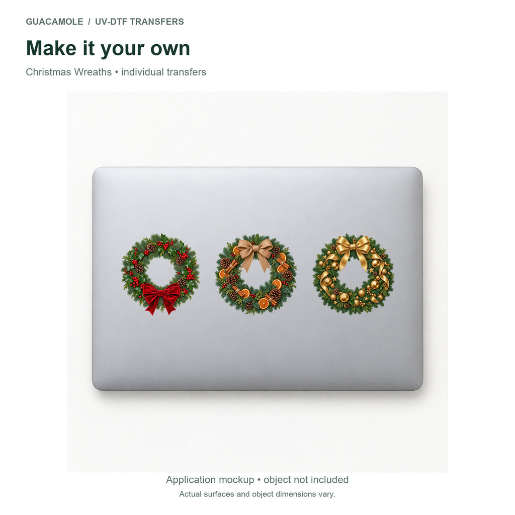 Christmas Wreaths — Three designs on a laptop